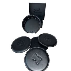 High Profile Incentive Services Set of 4 Black Leather Coasters and Case